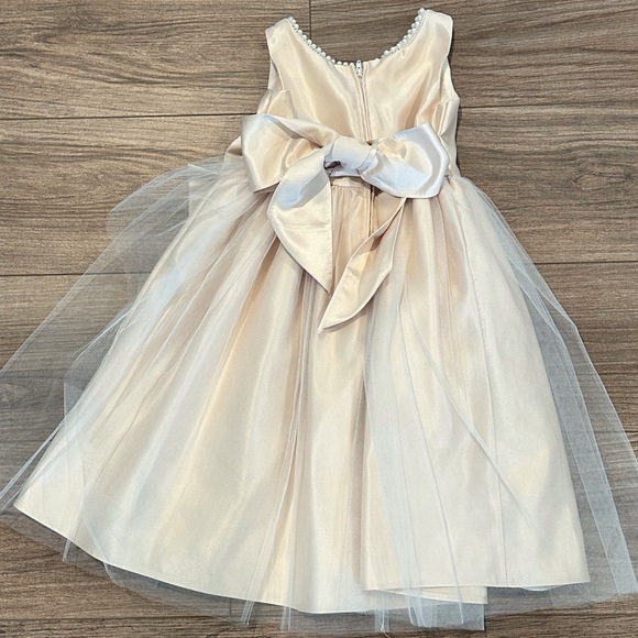 Sweet Kids Girls 3T SK781 Champagne Satin and Pearl with Tulle - Picture 12 of 12